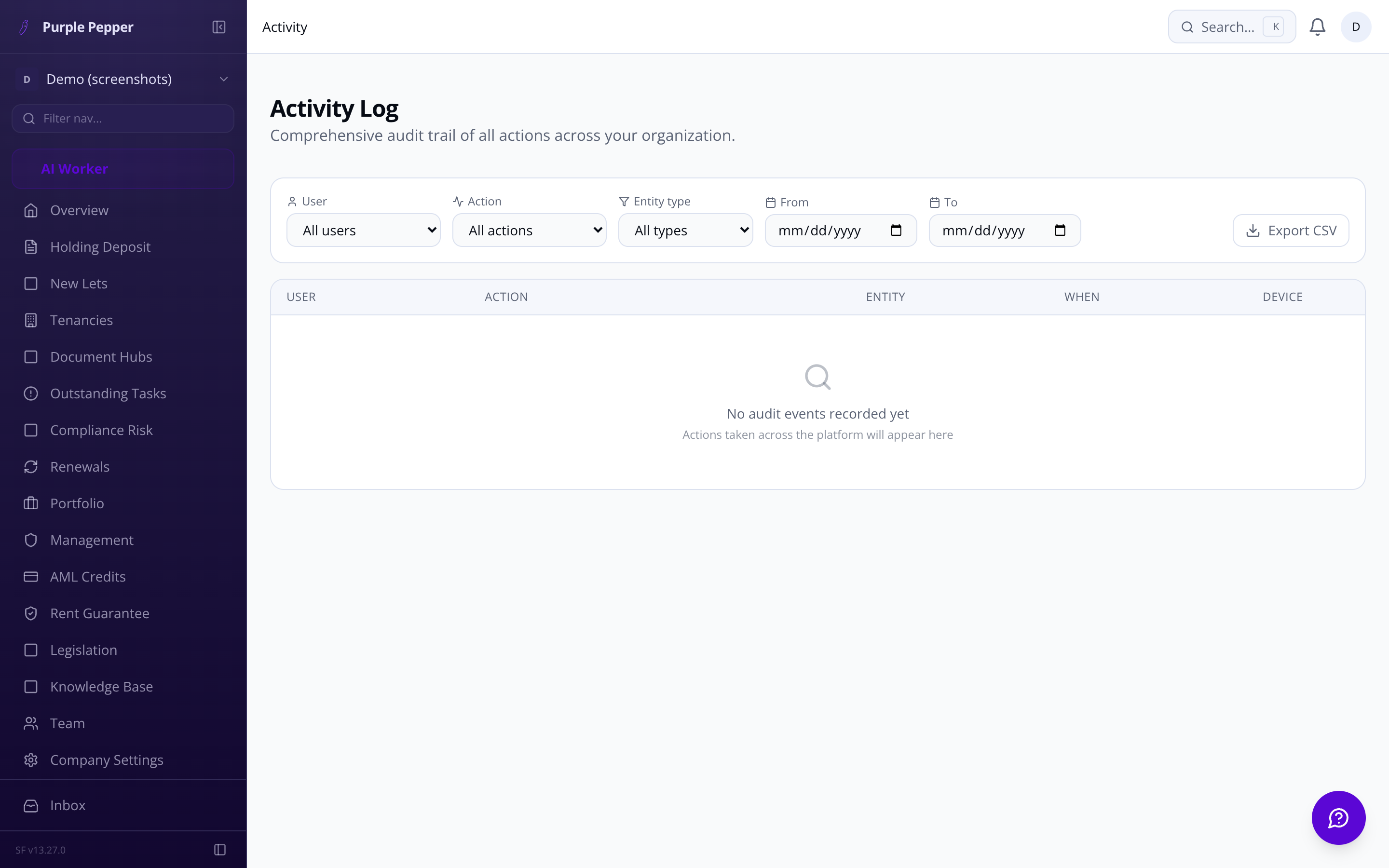 Activity feed showing AgentOS sync events in real time