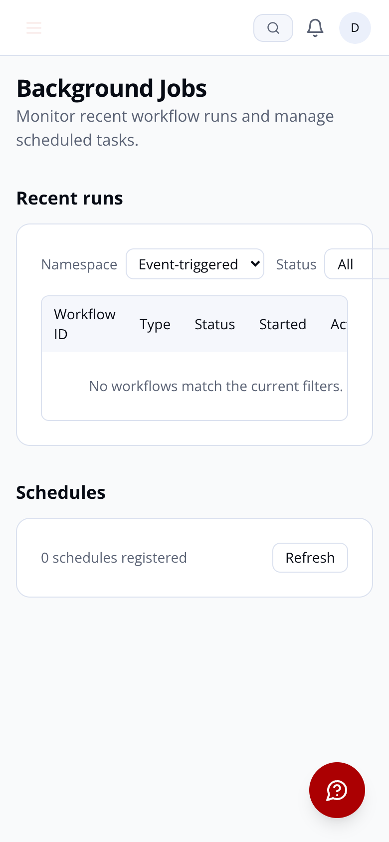 Background jobs dashboard showing import pipeline progress