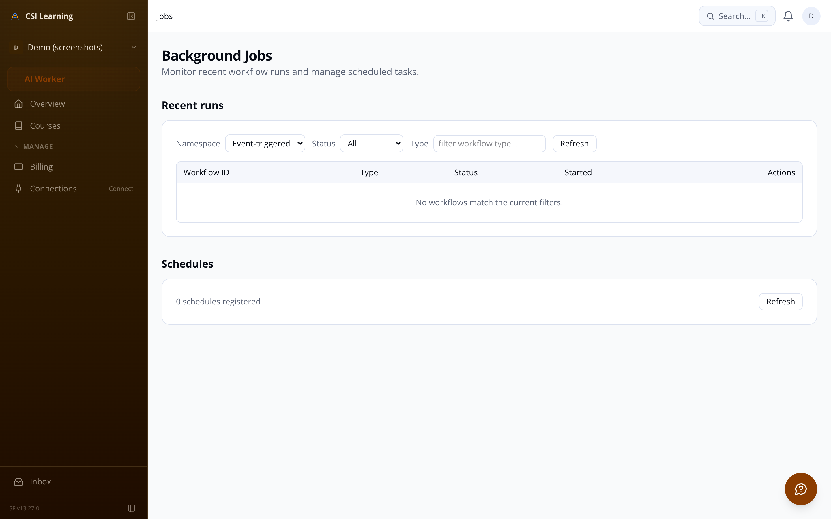 Import jobs dashboard showing pipeline progress
