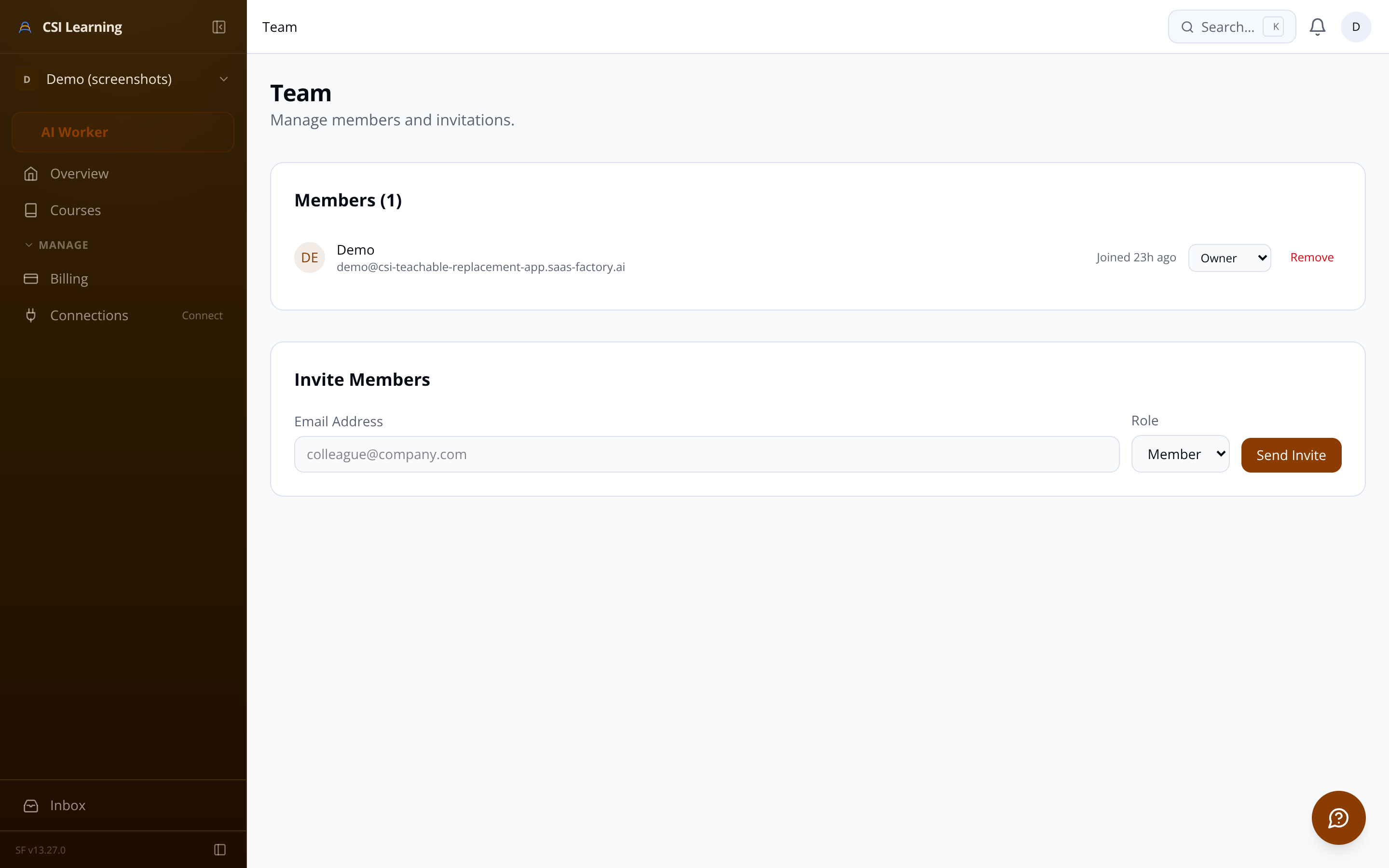 Team members directory with SSO login status