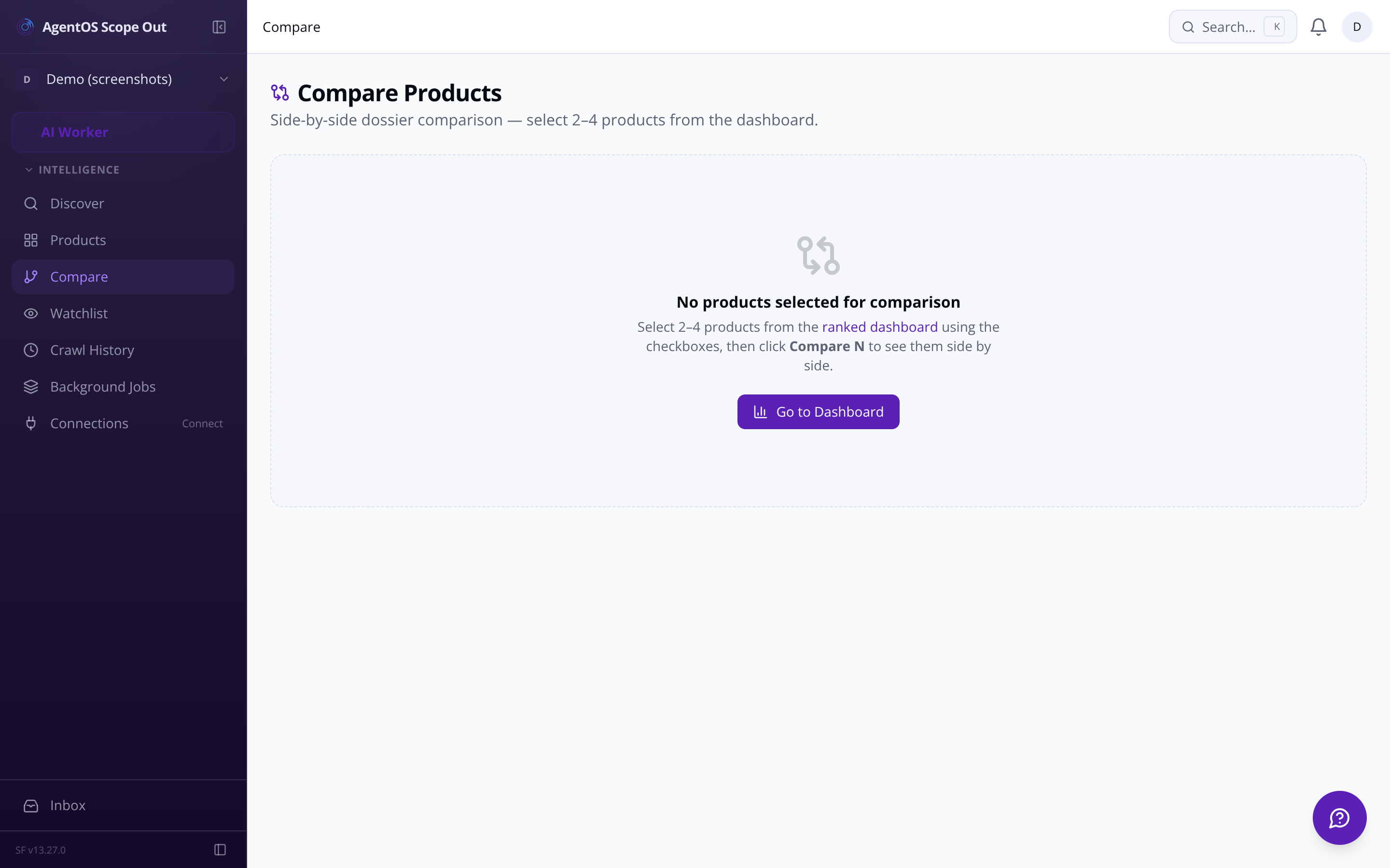 Side-by-side product comparison view — score dimensions aligned in columns