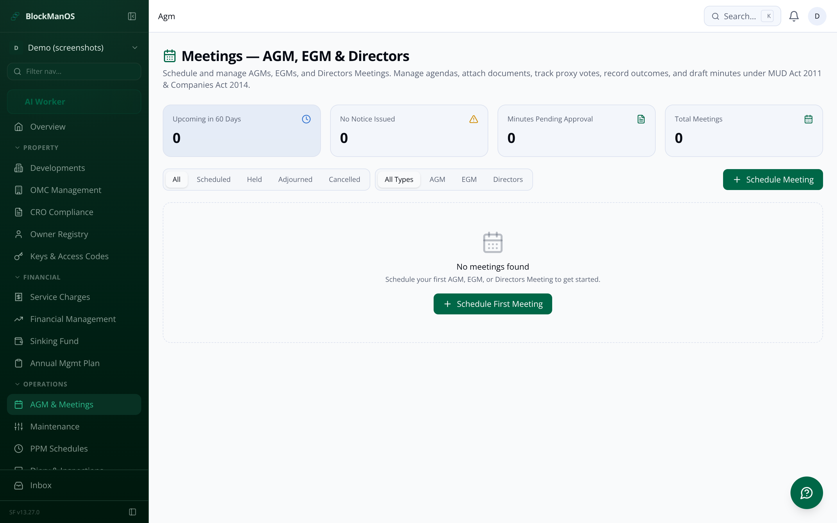 AGM and general meeting management in BlockManOS