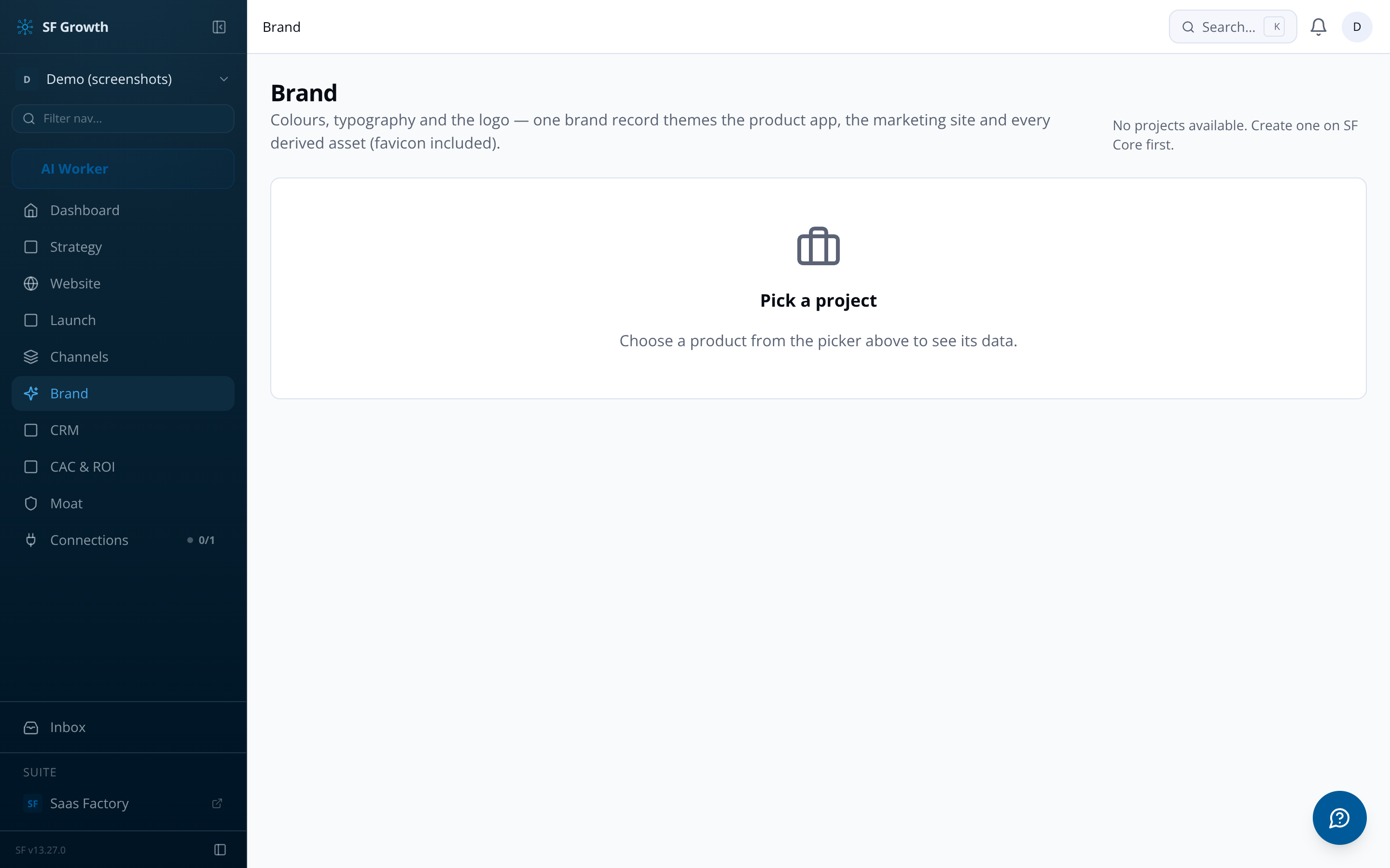 SF Growth brand assets — logo, colours, fonts, and auto-generated asset pack