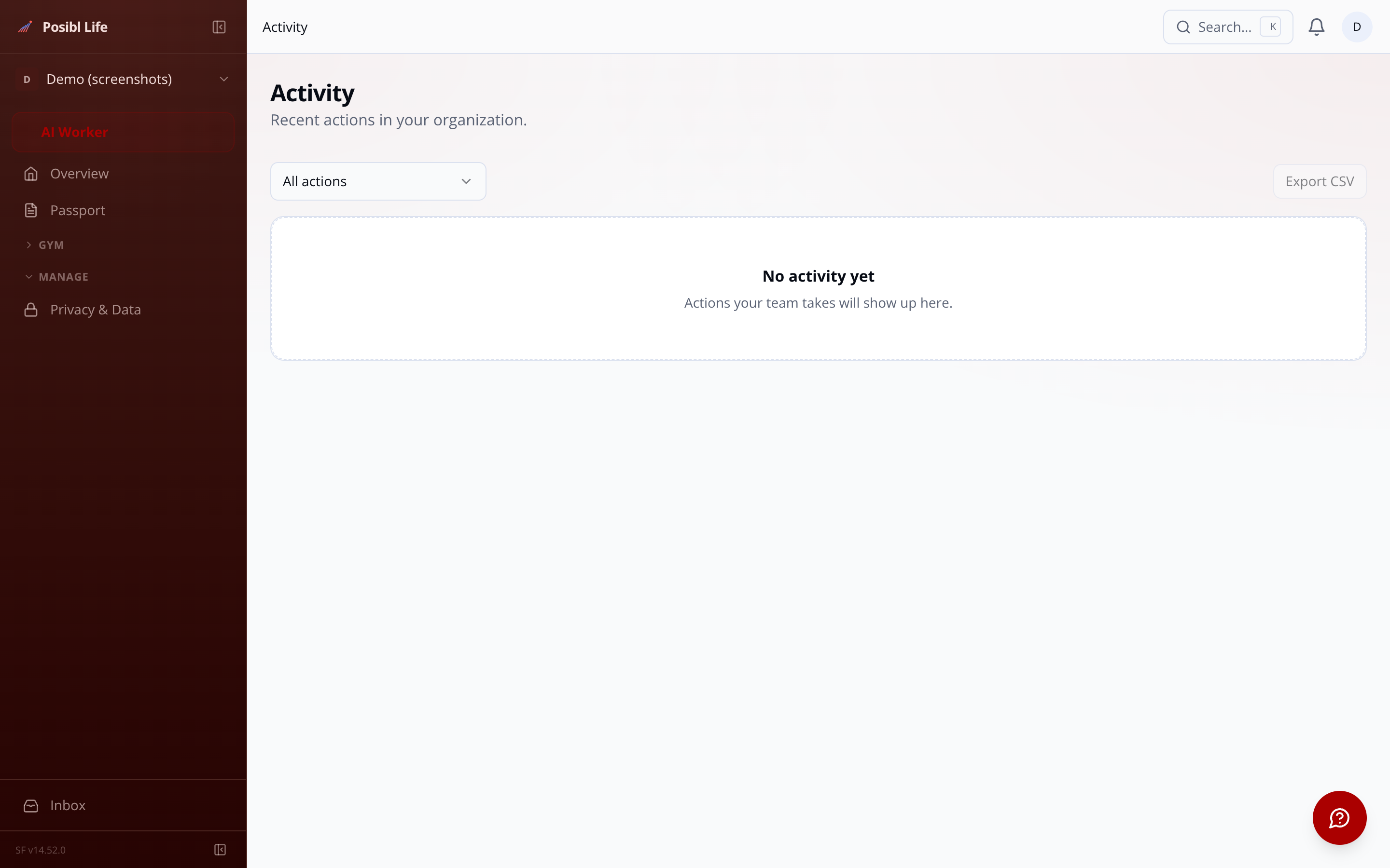 Activity dashboard showing readiness and health data