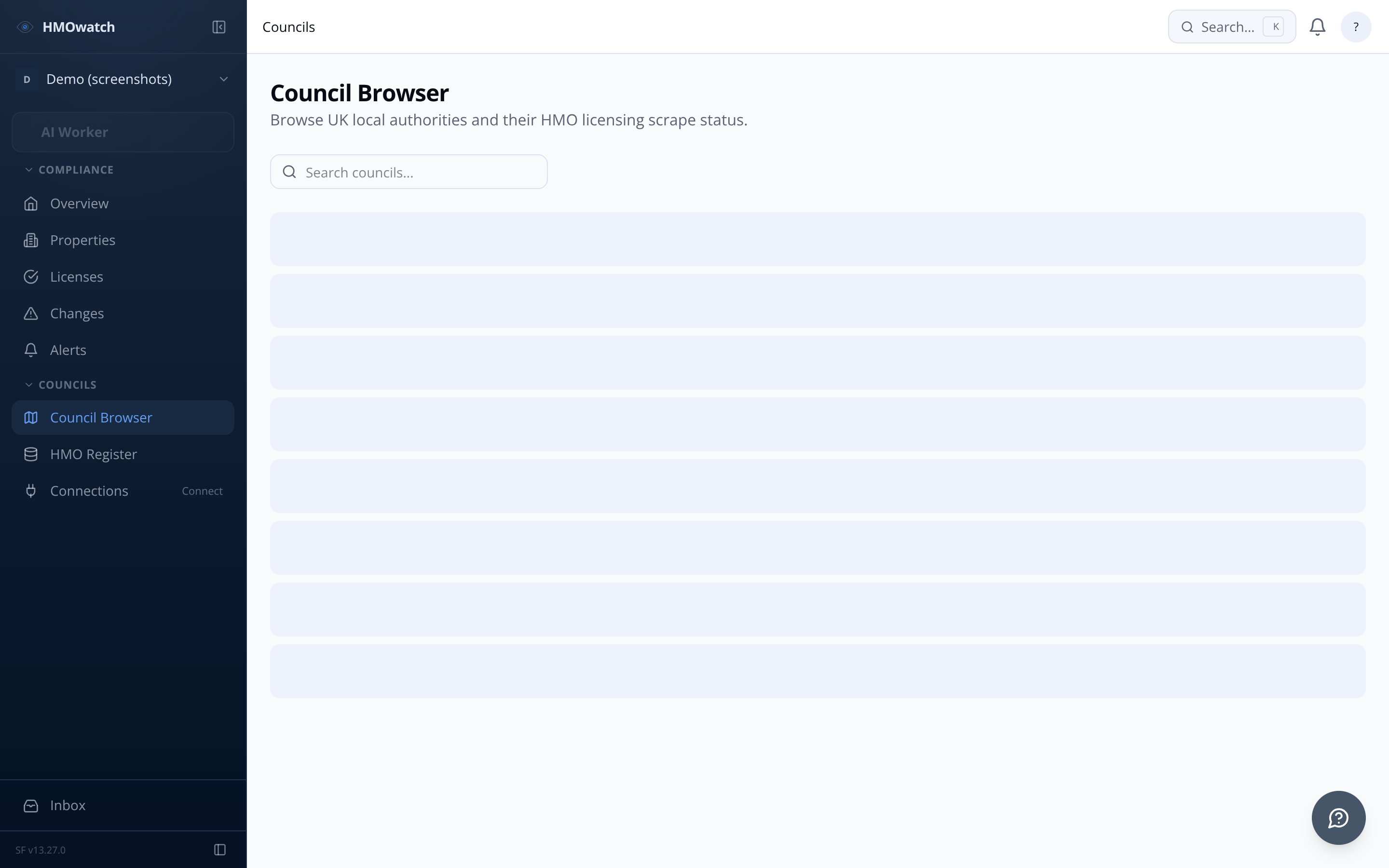 HMOwatch councils coverage — all 400+ local authority registers tracked
